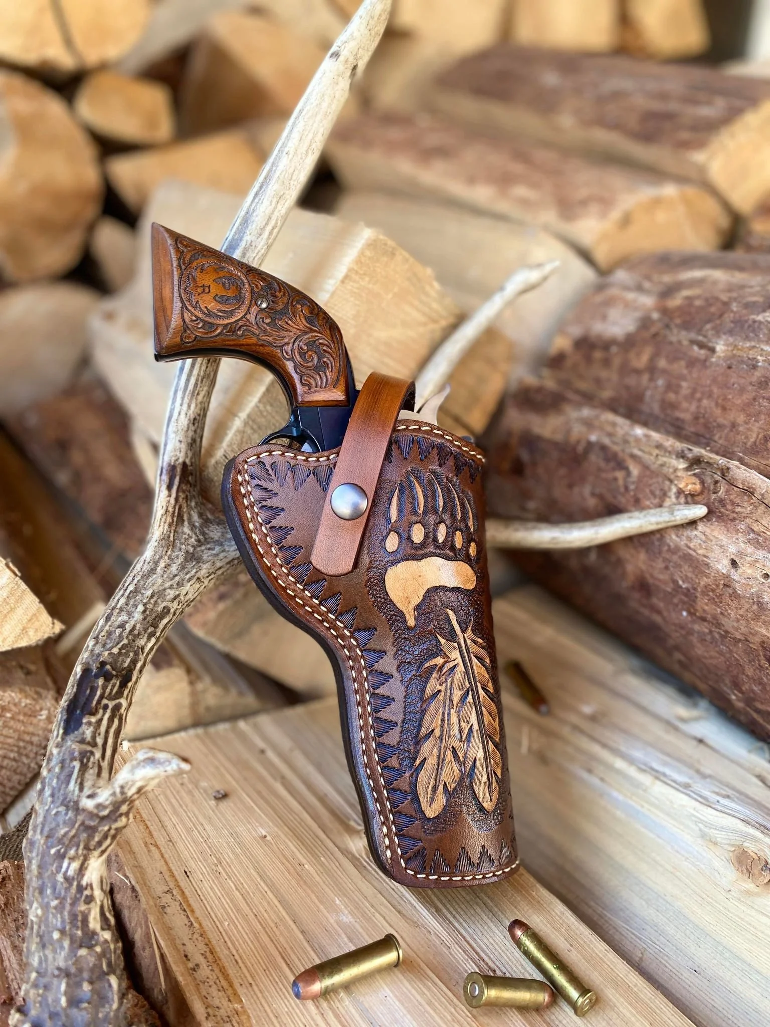 Bear Paw Feather Revolver Holster — Buffalo Brand Leather